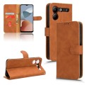 For ZTE Blade A54 Skin Feel Magnetic Flip Leather Phone Case(Brown)