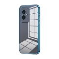 For Honor 100 Transparent Plating Fine Hole Phone Case(Blue)