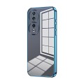For Honor 90 Transparent Plating Fine Hole Phone Case(Blue)