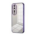 For Honor 80 Pro Transparent Plating Fine Hole Phone Case(Purple)