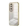 For Honor 80 Pro Transparent Plating Fine Hole Phone Case(Gold)