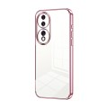 For Honor 70 Transparent Plating Fine Hole Phone Case(Pink)