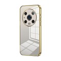 For Honor Magic4 Pro Transparent Plating Fine Hole Phone Case(Gold)