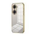 For Honor 60 Pro Transparent Plating Fine Hole Phone Case(Gold)