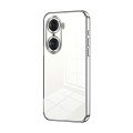 For Honor 60 Pro Transparent Plating Fine Hole Phone Case(Silver)