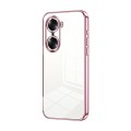 For Honor 60 Transparent Plating Fine Hole Phone Case(Pink)