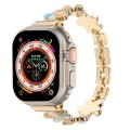 For Apple Watch Ultra 2 49mm 5-petaled Flower Zinc Alloy Chain Watch Band(Gold Colorful)