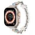 For Apple Watch Ultra 2 49mm 5-petaled Flower Zinc Alloy Chain Watch Band(Silver Colorful)