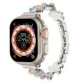 For Apple Watch Ultra 49mm 5-petaled Flower Zinc Alloy Chain Watch Band(Silver Colorful)