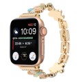 For Apple Watch Series 8 41mm 5-petaled Flower Zinc Alloy Chain Watch Band(Gold Colorful)