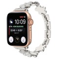 For Apple Watch SE 44mm 5-petaled Flower Zinc Alloy Chain Watch Band(Silver)