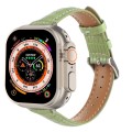For Apple Watch Ultra 2 49mm Slim Crocodile Leather Watch Band(Light Green)