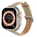 For Apple Watch Ultra 2 49mm Slim Crocodile Leather Watch Band(Khaki)