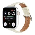 For Apple Watch Series 8 45mm Slim Crocodile Leather Watch Band(Beige)