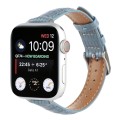 For Apple Watch SE 44mm Slim Crocodile Leather Watch Band(Light Blue)