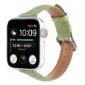 For Apple Watch SE 44mm Slim Crocodile Leather Watch Band(Light Green)