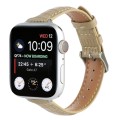 For Apple Watch Series 3 38mm Slim Crocodile Leather Watch Band(Khaki)