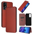 For TCL 40 XL Carbon Fiber Texture Flip Leather Phone Case(Brown)