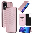 For TCL 40 XL Carbon Fiber Texture Flip Leather Phone Case(Pink)