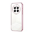 For Realme 12+ Transparent Plating Fine Hole Phone Case(Pink)