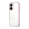 For Realme V30t Transparent Plating Fine Hole Phone Case(Pink)