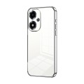 For OPPO A2m Transparent Plating Fine Hole Phone Case(Silver)