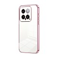 For Xiaomi 14 Transparent Plating Fine Hole Phone Case(Pink)