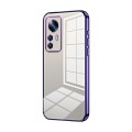 For Xiaomi 12T Pro Transparent Plating Fine Hole Phone Case(Purple)