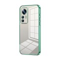 For Xiaomi 12T Pro Transparent Plating Fine Hole Phone Case(Green)