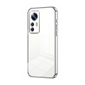 For Xiaomi 12T Pro Transparent Plating Fine Hole Phone Case(Silver)