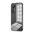 For Xiaomi 12T Pro Transparent Plating Fine Hole Phone Case(Black)