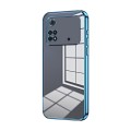 For Xiaomi Poco M4 Pro Transparent Plating Fine Hole Phone Case(Blue)