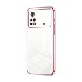 For Xiaomi Poco X4 Pro 5G Transparent Plating Fine Hole Phone Case(Pink)