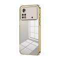 For Xiaomi Poco X4 Pro 5G Transparent Plating Fine Hole Phone Case(Gold)