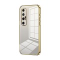 For Xiaomi Mi 10S Transparent Plating Fine Hole Phone Case(Gold)