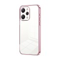 For Xiaomi Redmi 12 / Redmi Note 12R Transparent Plating Fine Hole Phone Case(Pink)