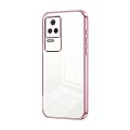 For Xiaomi Redmi K40S / Poco F4 Transparent Plating Fine Hole Phone Case(Pink)