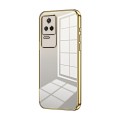 For Xiaomi Redmi K40S / Poco F4 Transparent Plating Fine Hole Phone Case(Gold)