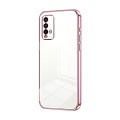 For Xiaomi Redmi Note 9 4G Transparent Plating Fine Hole Phone Case(Pink)