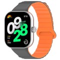 For Xiaomi Mi Band 8 Pro / Redmi Watch 4 Two Color Magnetic Silicone Watch Band(Grey Orange)
