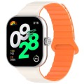 For Xiaomi Mi Band 8 Pro / Redmi Watch 4 Two Color Magnetic Silicone Watch Band(Starlight Orange)