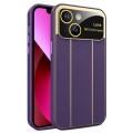 For iPhone 13 Electroplating Litchi Grain Large Window Phone Case(Purple)