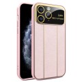For iPhone 11 Pro Max Electroplating Litchi Grain Large Window Phone Case(Pink)