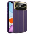 For iPhone 11 Electroplating Litchi Grain Large Window Phone Case(Purple)