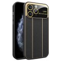 For iPhone 11 Pro Electroplating Litchi Grain Large Window Phone Case(Black)