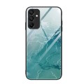 For Samsung Galaxy A15 4G Marble Pattern Glass Protective Phone Case(Green Ocean)