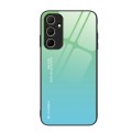 For Samsung Galaxy A55 5G Gradient Color Glass Phone Case(Green Cyan)