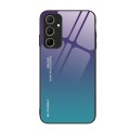 For Samsung Galaxy A35 5G Gradient Color Glass Phone Case(Aurora Blue)