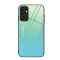For Samsung Galaxy A25 5G Gradient Color Glass Phone Case(Green Cyan)