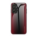 For Samsung Galaxy A55 5G Texture Gradient Glass TPU Phone Case(Red)
